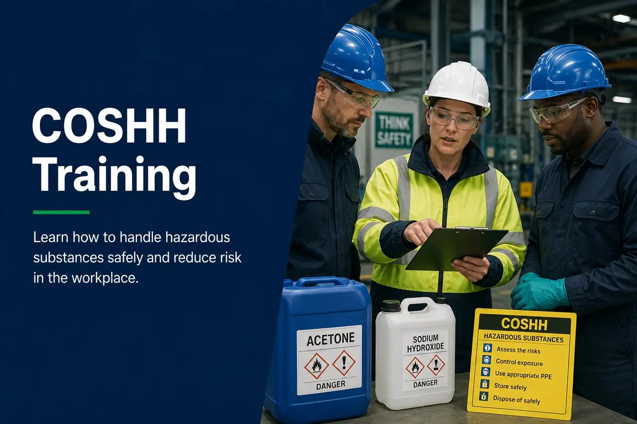 COSHH Training — worker handling hazardous substances safely in the workplace